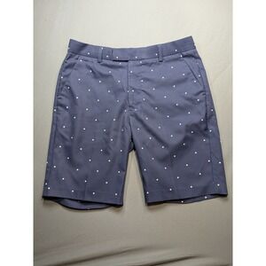 G/FORE Mens Navy Blue Star Print Golf Shorts Size 32 Technical Flat Front
